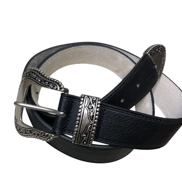 Vince Camuto Western Belt Wo’s L 35-41” Waist Black Silver Hardware Casual Boho - Picture 1 of 7